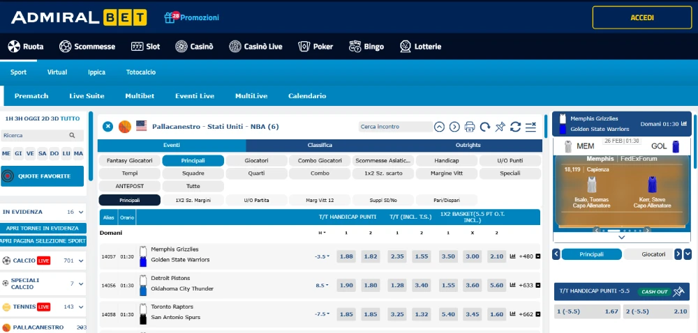 Sito scommesse Admiralbet sport