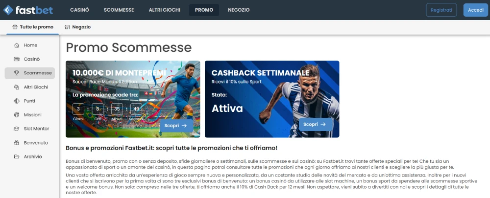 Promozioni Sport Fastbet.it