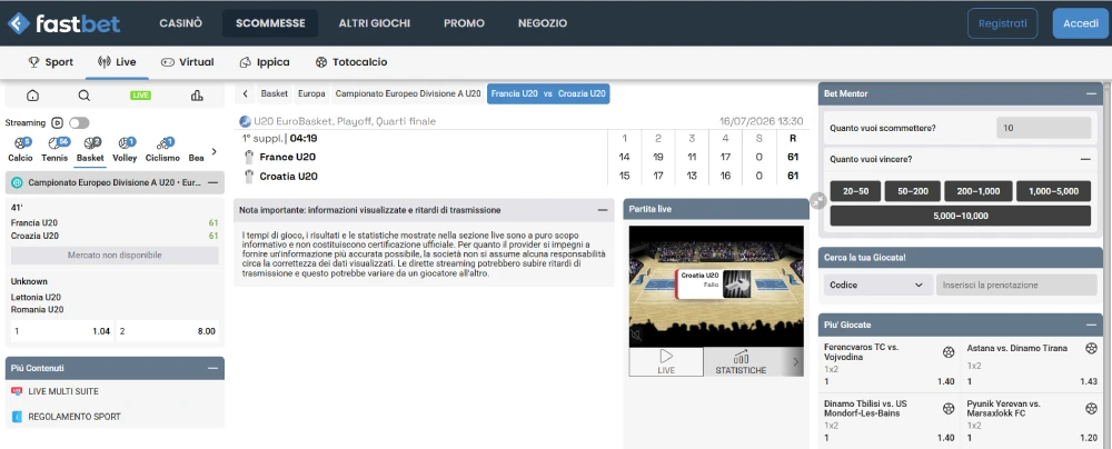Scommesse Live su Fastbet.it